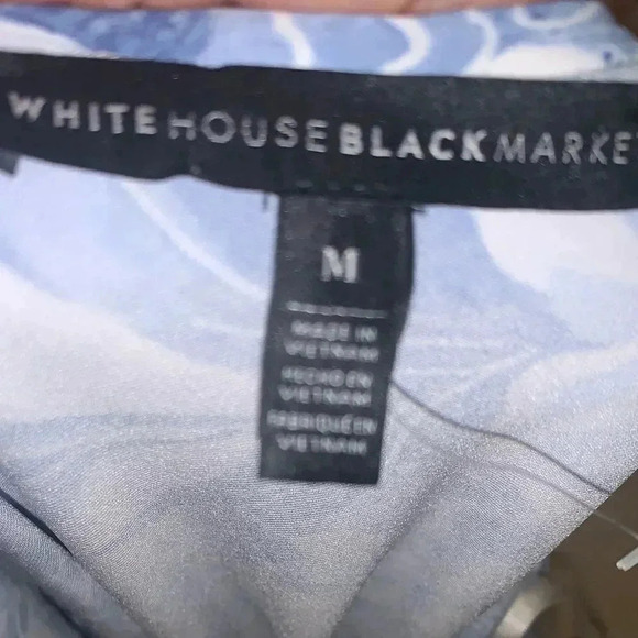 WHITE HOUSE BLACK MARKET White Blue Floral Off one Shoulder Layered Top - Picture 3 of 4